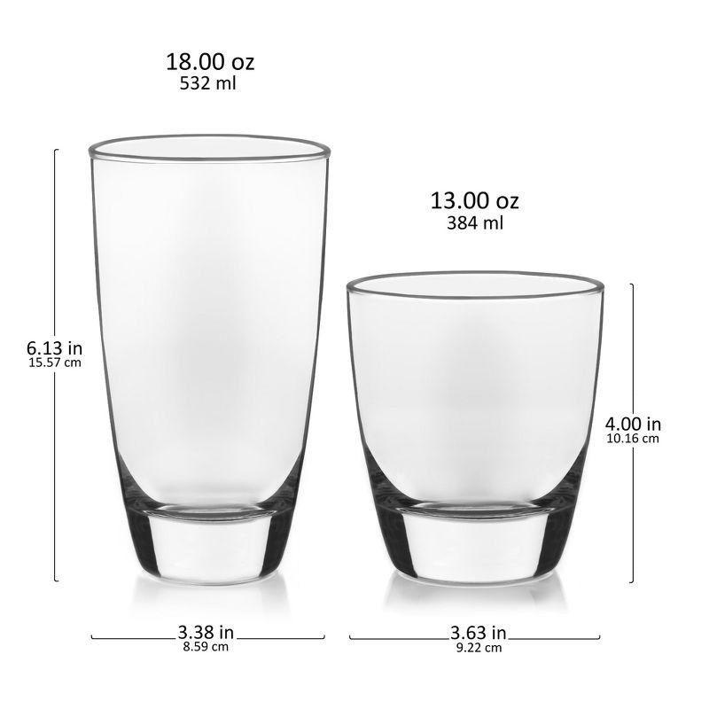 Libbey Classic 16 Piece Glass Tumbler and Rocks Set