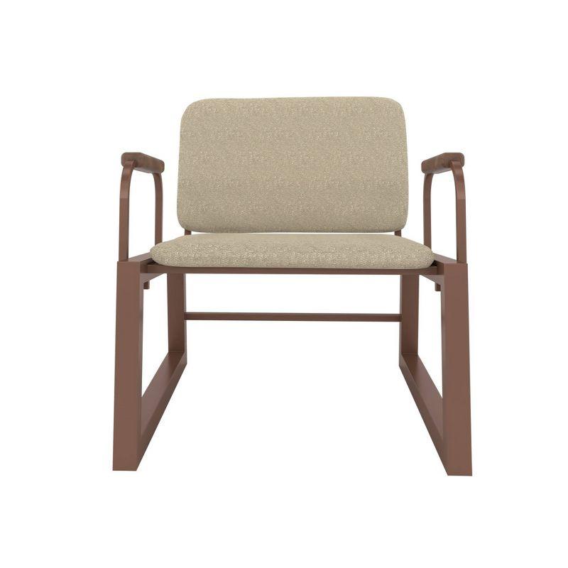 1.0 Whythe Low Accent Chair Natural Linen/Corten - Manhattan Comfort: Faux Leather, Steel Legs, No Assembly Required