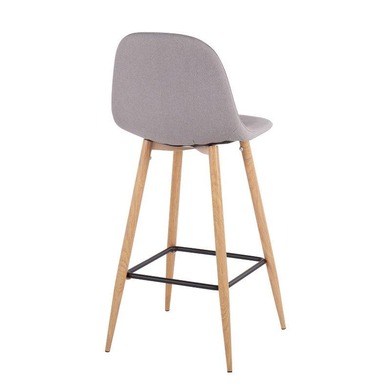 Set of 2 Pebble Metal Polyester Barstools Natural/Light Gray - Lumisource: Steel Frame, Tapered Legs, Comfy Upholstered Seat