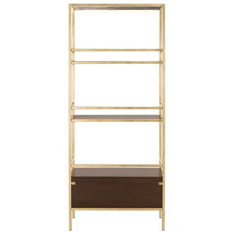 Mateo 4 Tier 1 Drawer Etagere - ETG6205 - Gold/Walnut - Safavieh