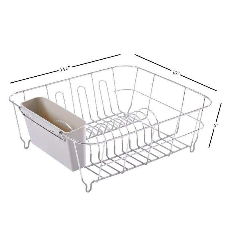 Sweet Home Collection Chrome Plated Steel 2-Piece Compact Dish Drainer with Utensil Caddy