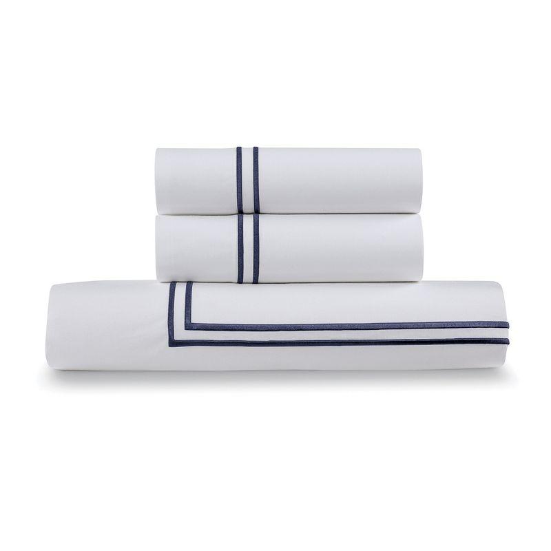 Ella Jayne Home Ella Jayne Cotton Duvet Cover with Satin Satin Stitching 3-Piece Set, White with White Satin Stitching