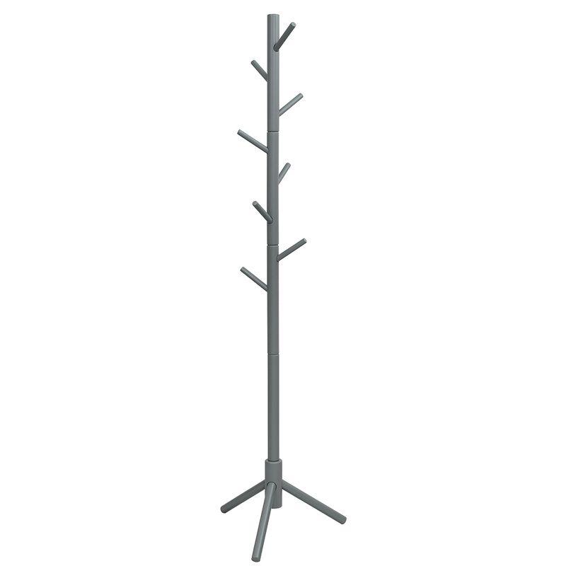 Costway Wooden Coat Rack Stand Hall Tree Entryway Organizer 2 Heights w/ 8 Hooks Grey\Walnut