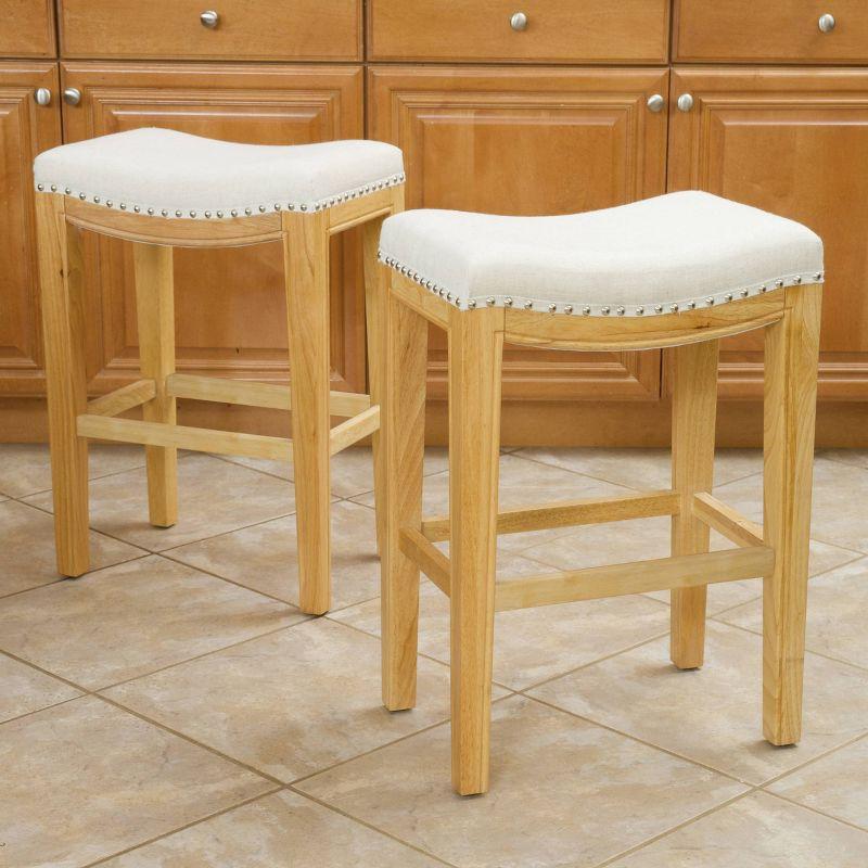 Avondale Saddle-Style Backless Counter Stool, Brown & White, Set of 2