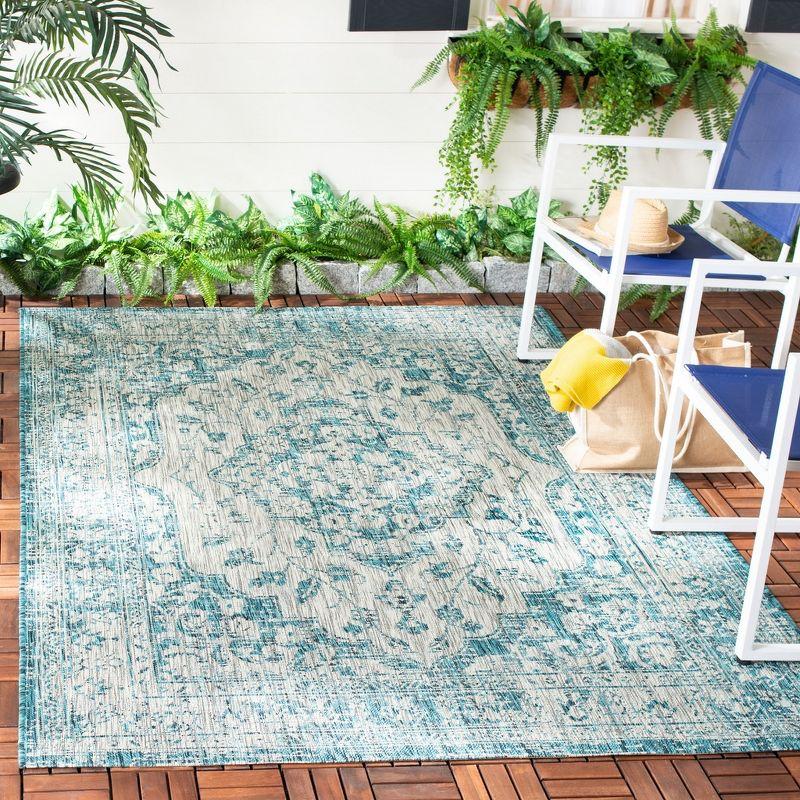 Chic Blue and Grey 9' x 12' Reversible Outdoor Rug