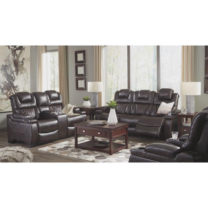 Warnerton Power Recliner with Adjustable Headrest Chocolate: USB Port, Cup Holder - Signature Design by Ashley