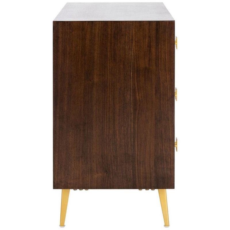 Katia 3 Drawer Chest - Walnut/Gold - Safavieh.