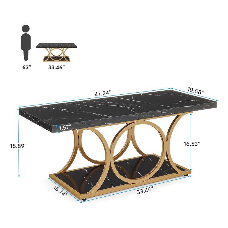 Hommoo Rectangle Coffee Table, 47.24" Center Table Faux Marble