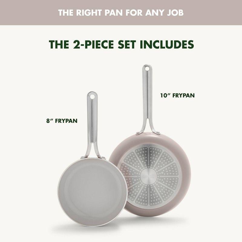 GreenPan Nova 2pk Aluminum Ceramic Nonstick Fry pan Set with Stainless Steel Handle Clay: Lifetime Warranty, Induction Safe