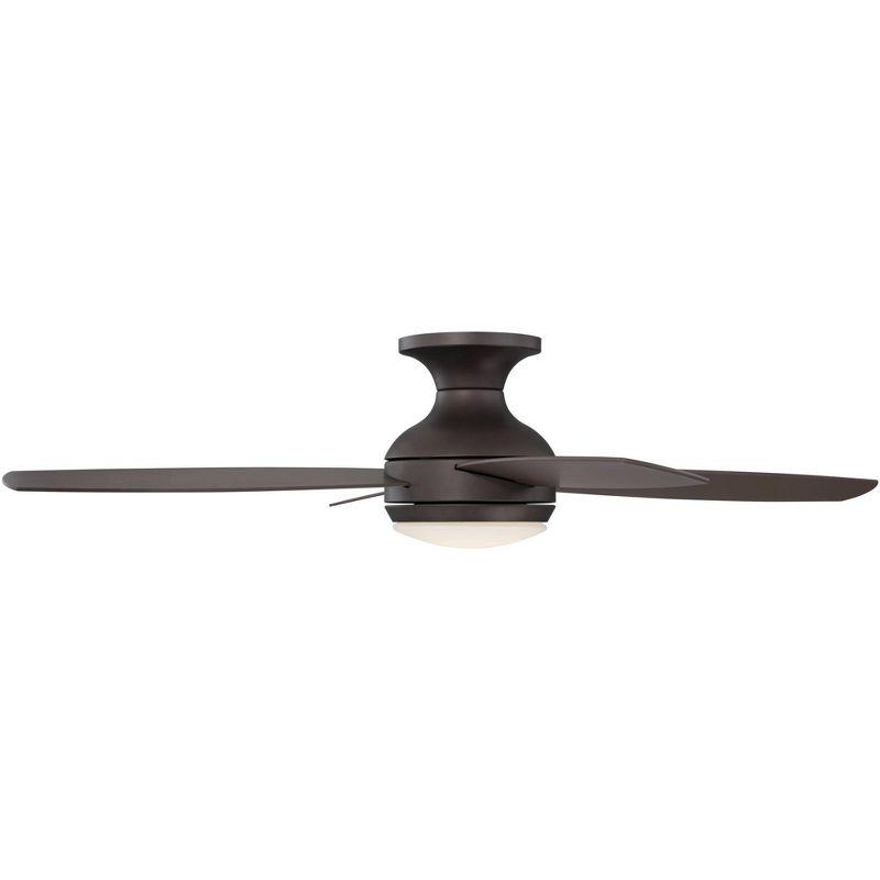 Casa Vieja 52" Casa Elite Mid Century Modern Indoor Ceiling Fan 4 Blade LED Light Remote Control Oil Rubbed Bronze Finish Bedroom Living Room Hugger