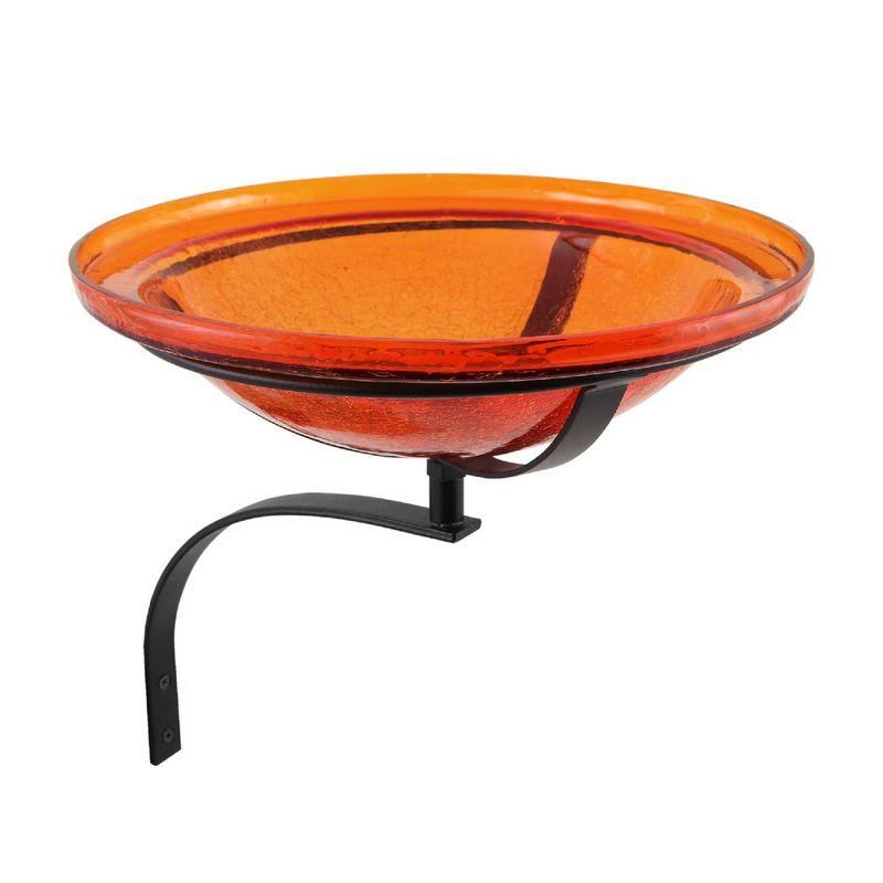 16'' Mandarin Orange Crackle Glass Wall-Mount Birdbath