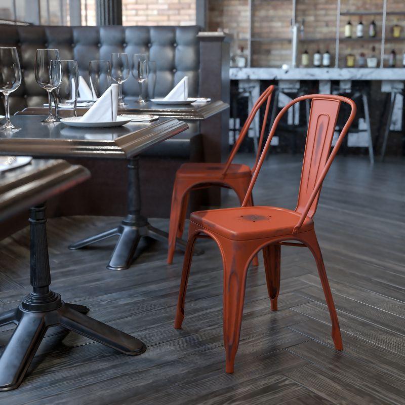 Kelly Red Distressed Metal Indoor-Outdoor Stackable Chair