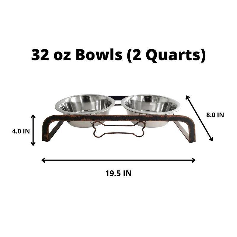 Rustic Copper Elevated Dog Feeder with Stainless Steel Bowls