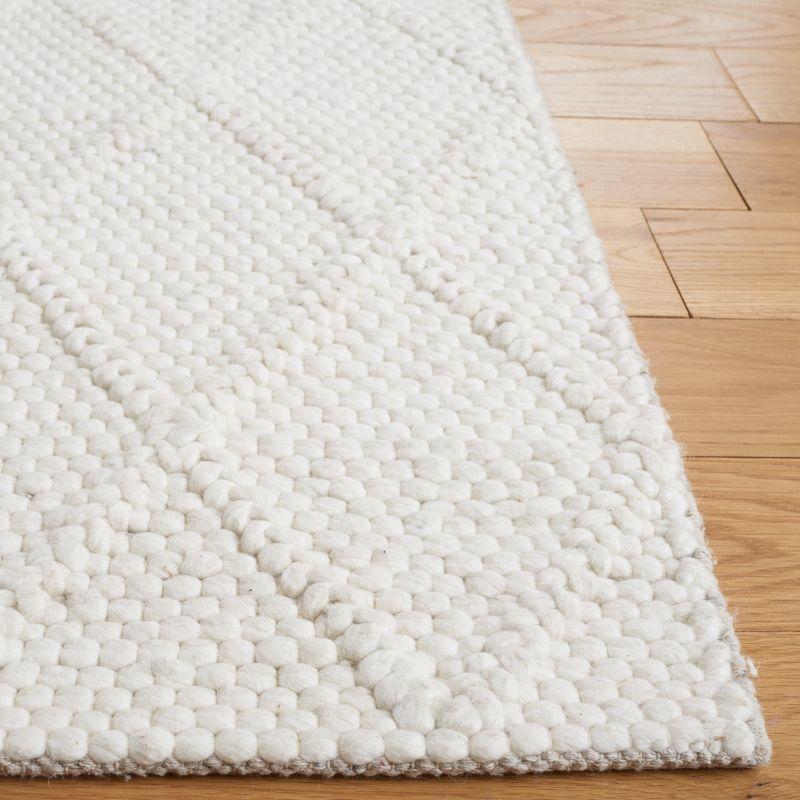 Ivory Flat Woven Hand-Tufted Wool Area Rug