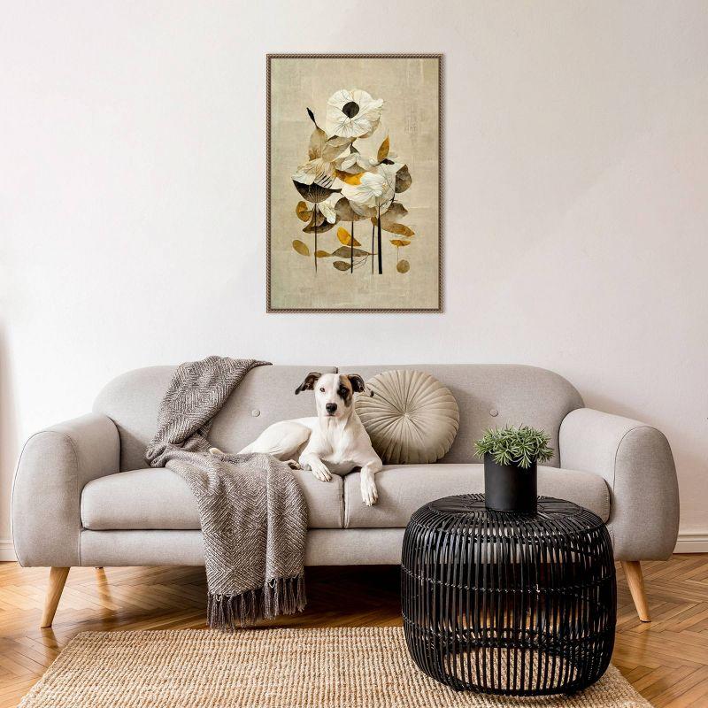 23"x33" Sunbathing Flower by Treechild Canvas Art Bronze - Amanti Art: Vertical Lithograph, Earth Tones