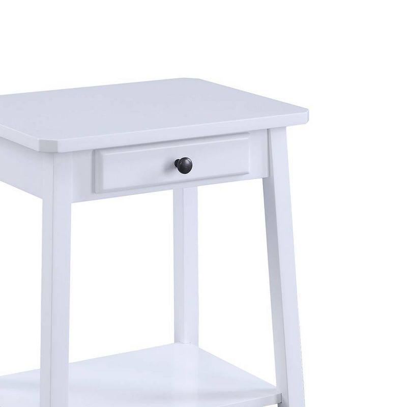 27" Classic White Wood Accent Table with Drawer and Shelf