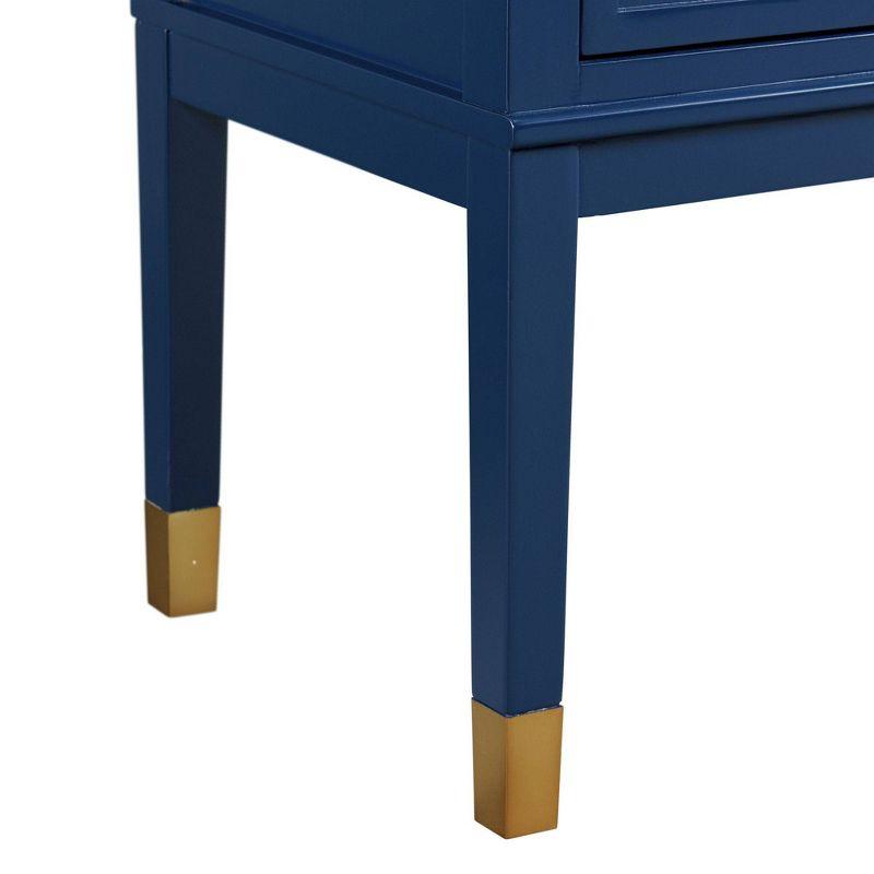 Brody Side Table Navy - Picket House Furnishings: Modern Accent, USB Port, Gold Hardware, Rubberwood & MDF