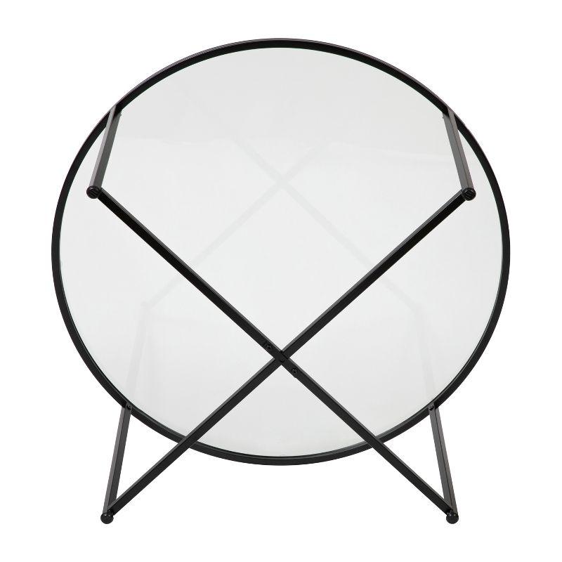 Marble Elegance 35.5" White and Matte Black Round Coffee Table