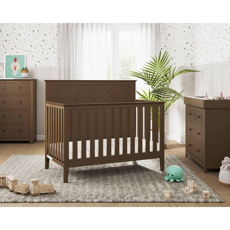 Atwood Modern Chevron 4-Drawer Nursery Chest in Cocoa Bean