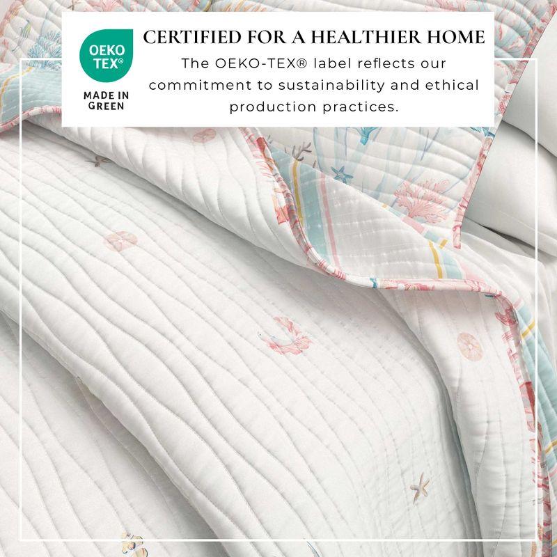 Coastal Coral Reef Reversible Cotton Quilt Set with Shams (Twin / Twin XL, Coral Reef)