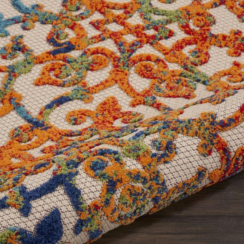 Nourison Aloha Contemporary Scroll Flatweave High-Low Indoor Outdoor Runner Rug Multicolor 2'3" x 12'