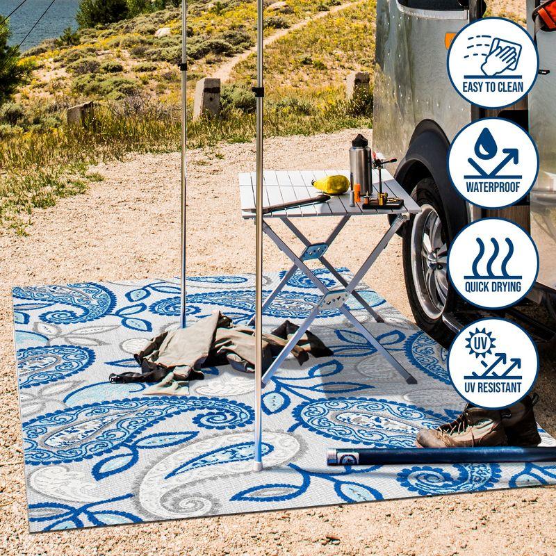 3'x5' Julien Paisley High-Low Indoor/Outdoor Area Rug, Blue/Light Gray - JONATHAN Y