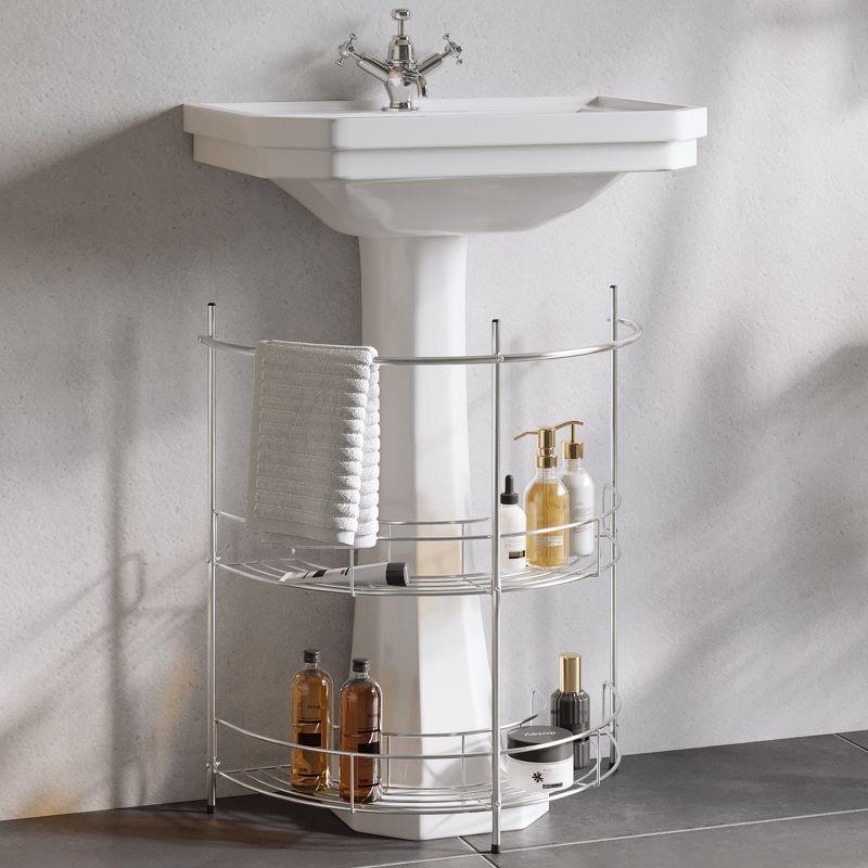 Lavish Home Pedestal Under Sink Organizer, Silver