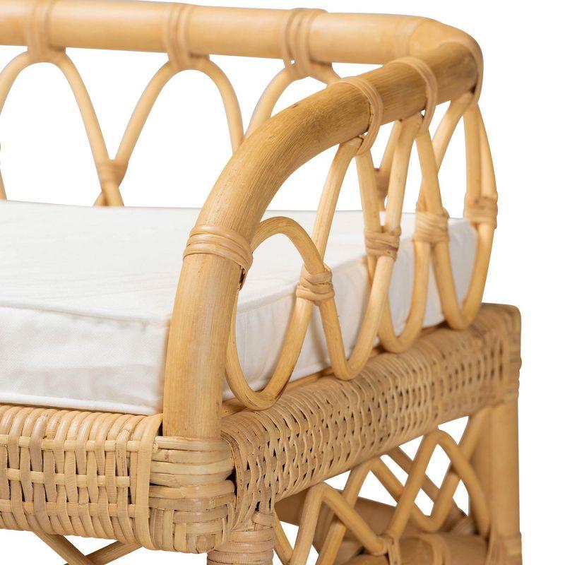 bali & pari Leryn Modern Bohemian Natural Brown Rattan Bench