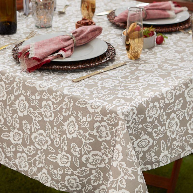 Design Imports  Stone Floral Print Outdoor Tablecloth With Zipper 60X84