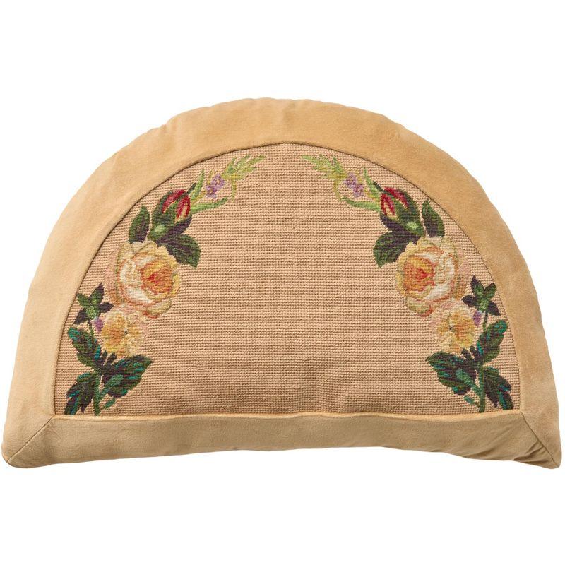 Mina Victory Mina Victory Vintage Pillow Rose Border 16" x 24" Beige Indoor Throw Pillow