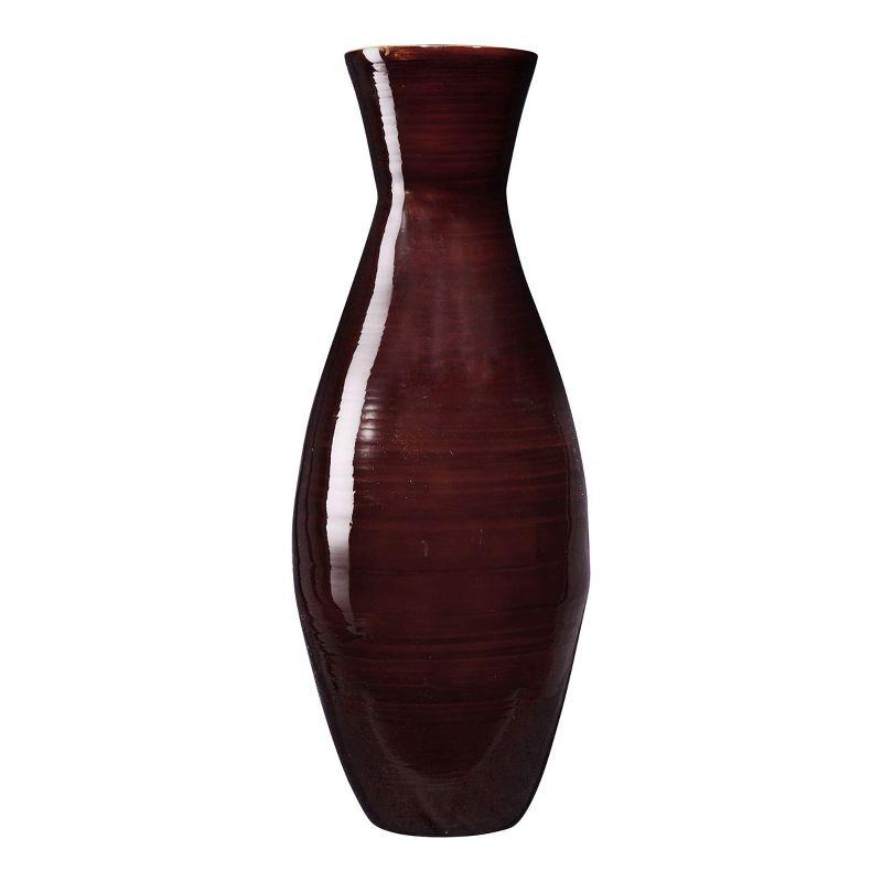 Handcrafted 20" Tall Brown Bamboo Floor Vase