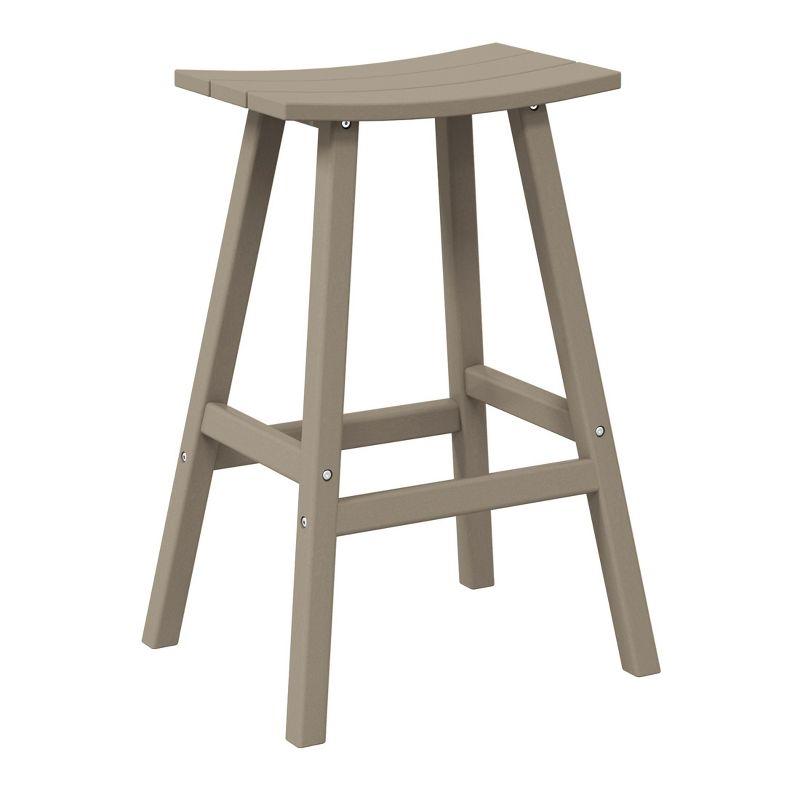 WestinTrends Malibu HDPE Outdoor Patio 29" Bar Stool Saddle Seat, Weathered Wood