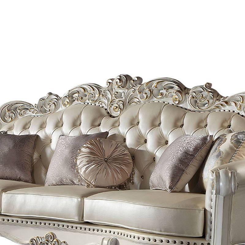 113" Vendome Sofa Champagne Synthetic Leather and Antique Pearl Finish - Acme Furniture