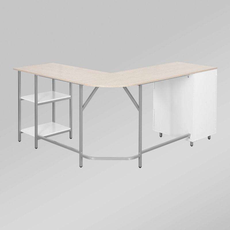 17 Stories Techni Mobili L-Shape Home Office Two-Tone Desk With Storage