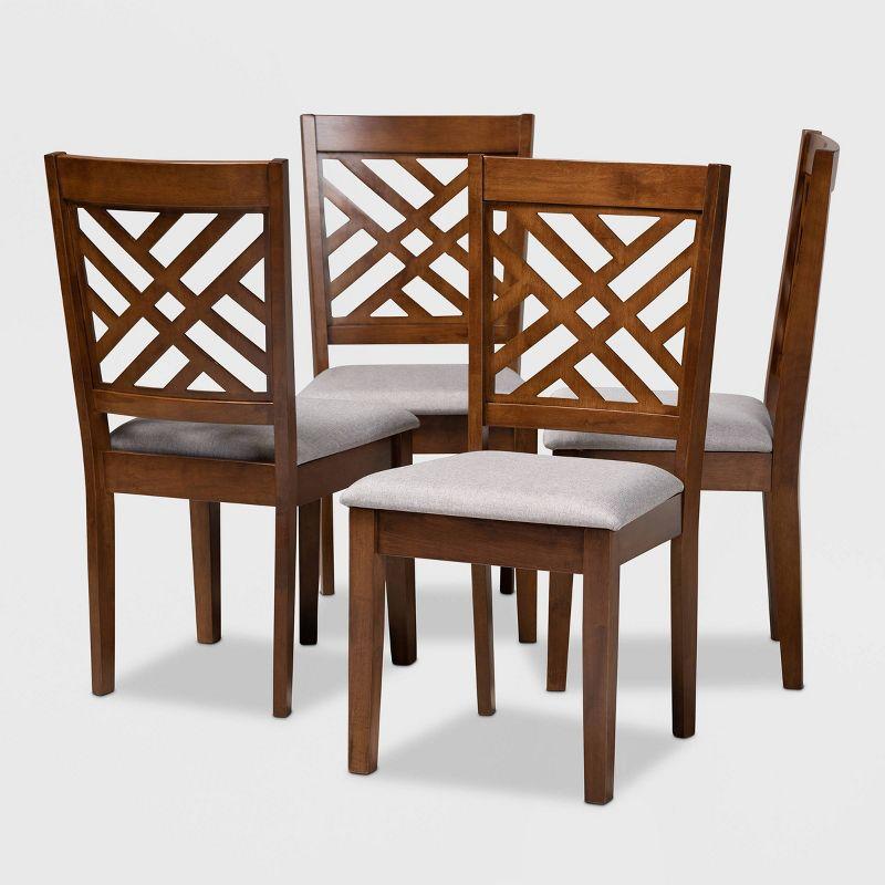 Parsons High-Back Grey & Walnut Cane Wood Dining Chair Set