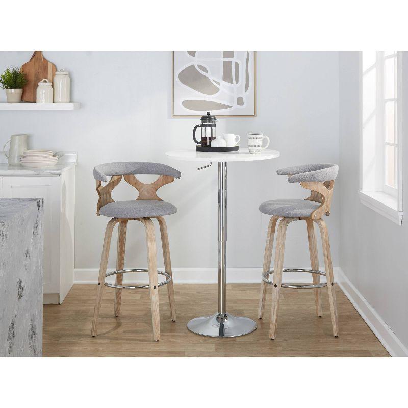 Set of 2 Gardenia Barstools White Wash/Light Gray - LumiSource: Upholstered, Swivel, Foam-Filled, Contemporary Design