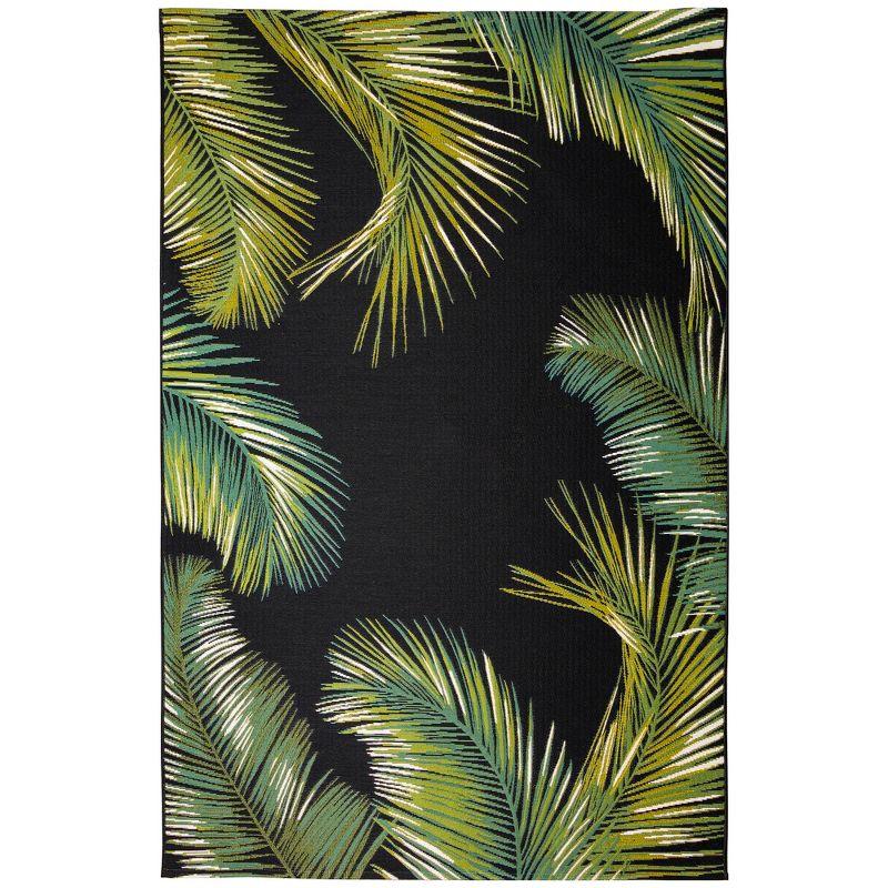 Liora Manne Marina Palm Border Indoor/Outdoor Rug Black 8'10" x 11'9"