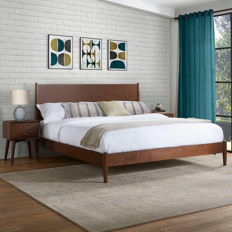 Landon King Bedset Mahogany - Crosley: Modern Mid-Century Design, Pine & MDF Frame, 600 lbs Capacity