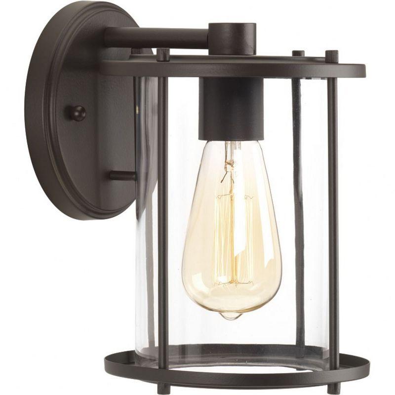 Progress Lighting Gunther 1-Light Medium Wall Lantern in Antique Bronze with Clear Glass Shade