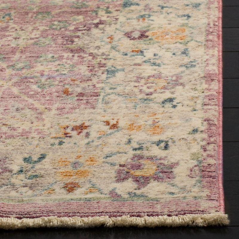 Elegant Rose & Cream 4' Square Hand-Knotted Illusion Area Rug