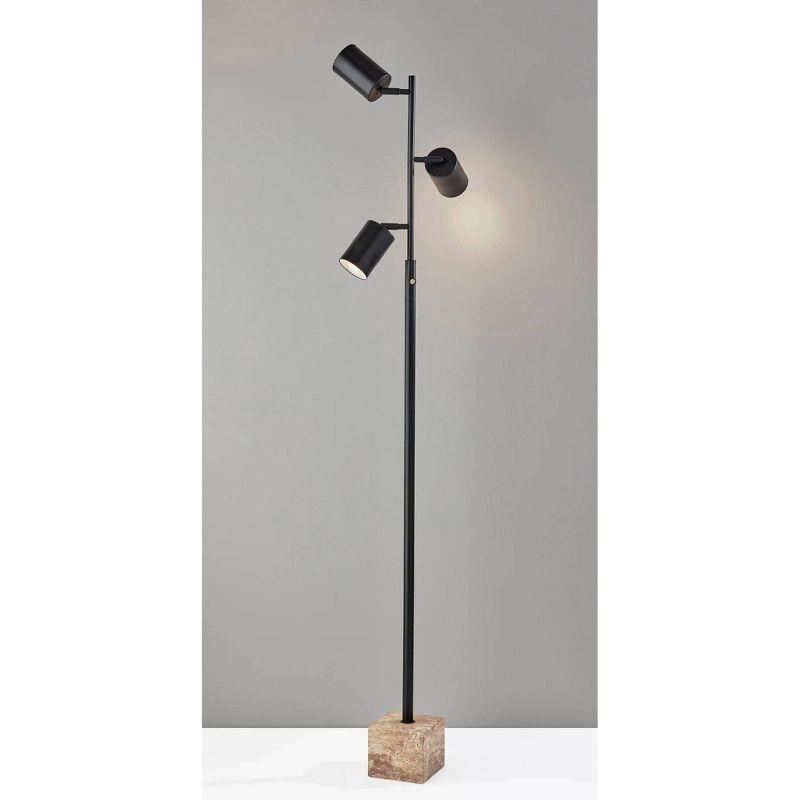 Adesso Rutherford Tree Lamp (Includes LED Light Bulb) Black: Modern 3-Light, Touch Sensor, ETL Listed, Metal Cylinder Shades