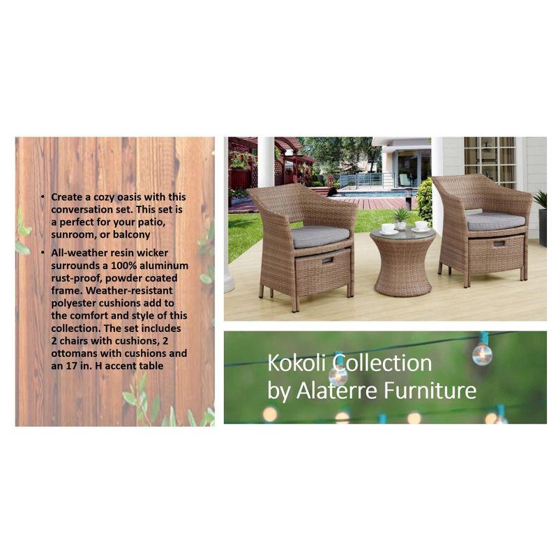 Kokoli 5pc Conversation Set - Brown - Alaterre Furniture: Outdoor Patio Furniture with Cushions, No Assembly Required