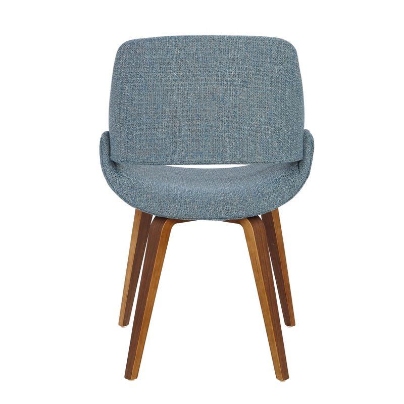 LumiSource Set of 2 Fabrico Mid Century Modern Dining/Accent Chair Walnut Blue:: Polyester Upholstery, Wood Legs, Floor Protectors