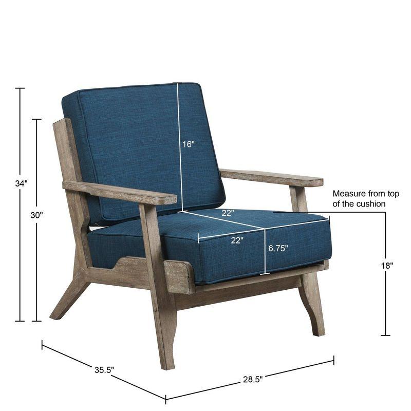 Ink+Ivy Malibu Accent Chair Navy: Upholstered Polyester, Removable Cushions, Wood Frame, 34"H x 28.5"W