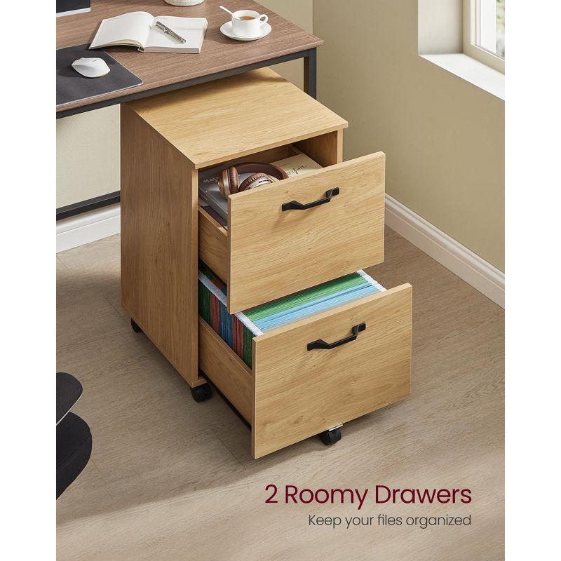 2-Drawer File Cabinet, Filing Cabinet, Small Rolling File Cabinet, Printer Stand, for A4, Letter-Size Files, Straw Yellow