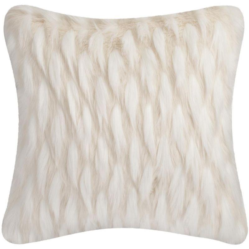 White Faux Fur 20" Square Feather Pillow