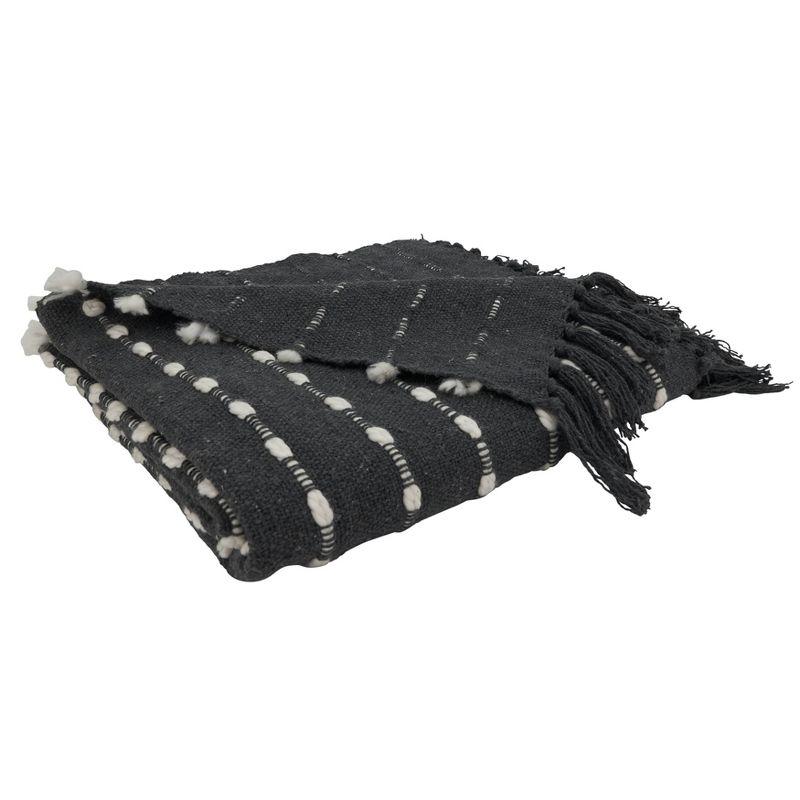 50"x60" Dual-Tone Striped Throw Blanket Black - Saro Lifestyle: Modern Lightweight Cotton & Acrylic, Machine Washable