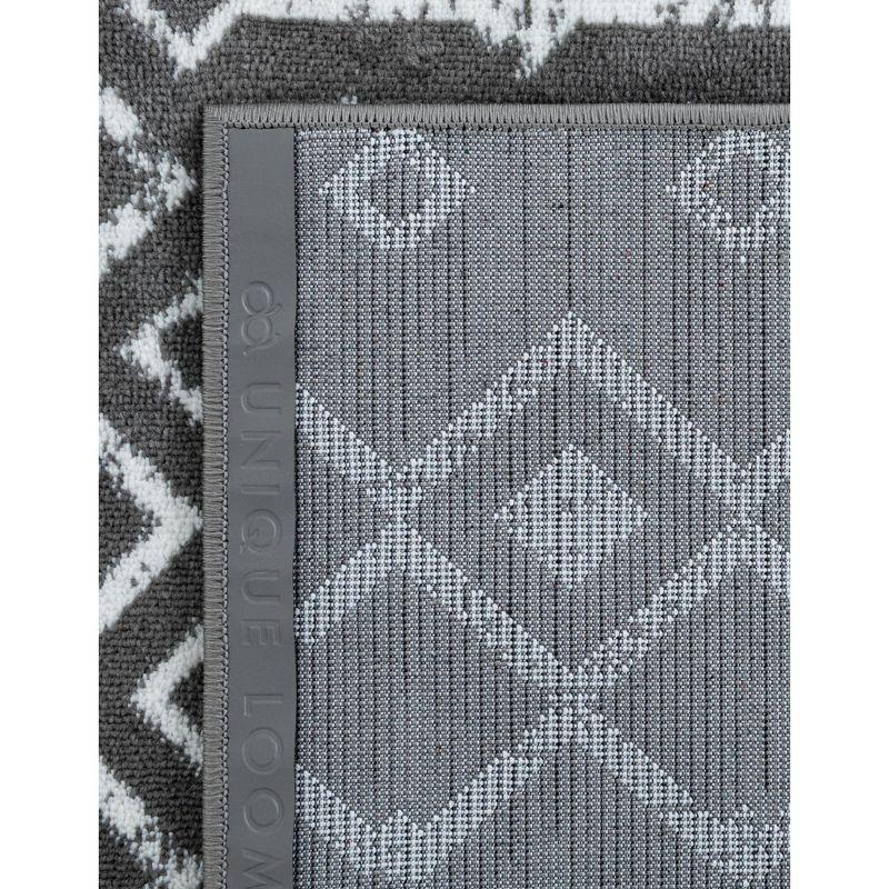 Elegant Gray Trellis 6' Square Synthetic Area Rug