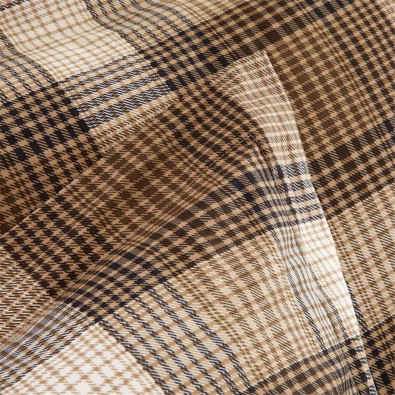 Twin Brown Plaid Microfiber Down Alternative Comforter Set