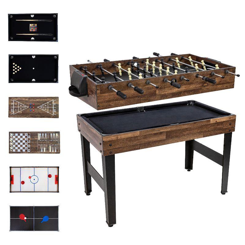 Sunnydaze 10-in-1 Multi-Game Table with Billiards, Foosball, Hockey, Ping Pong, Chess, Checkers, Backgammon, Shuffleboard, Bowling, and Cards - 49.5"